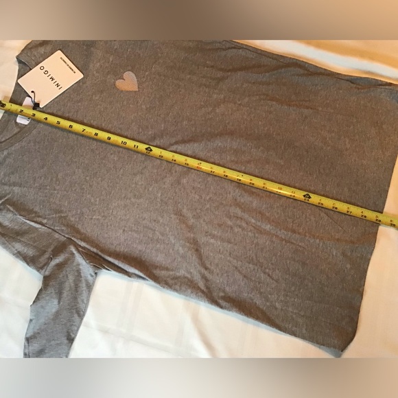 NEW Inimigo L/S Gray T Shirt with Embroidered Heart - Picture 6 of 6